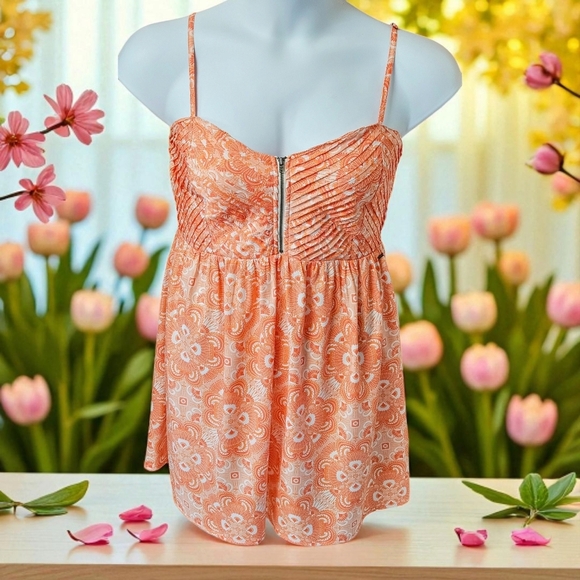 Roxy Tangerine Paisley- Medallion Print Mini Sundress Size Large - Picture 1 of 14